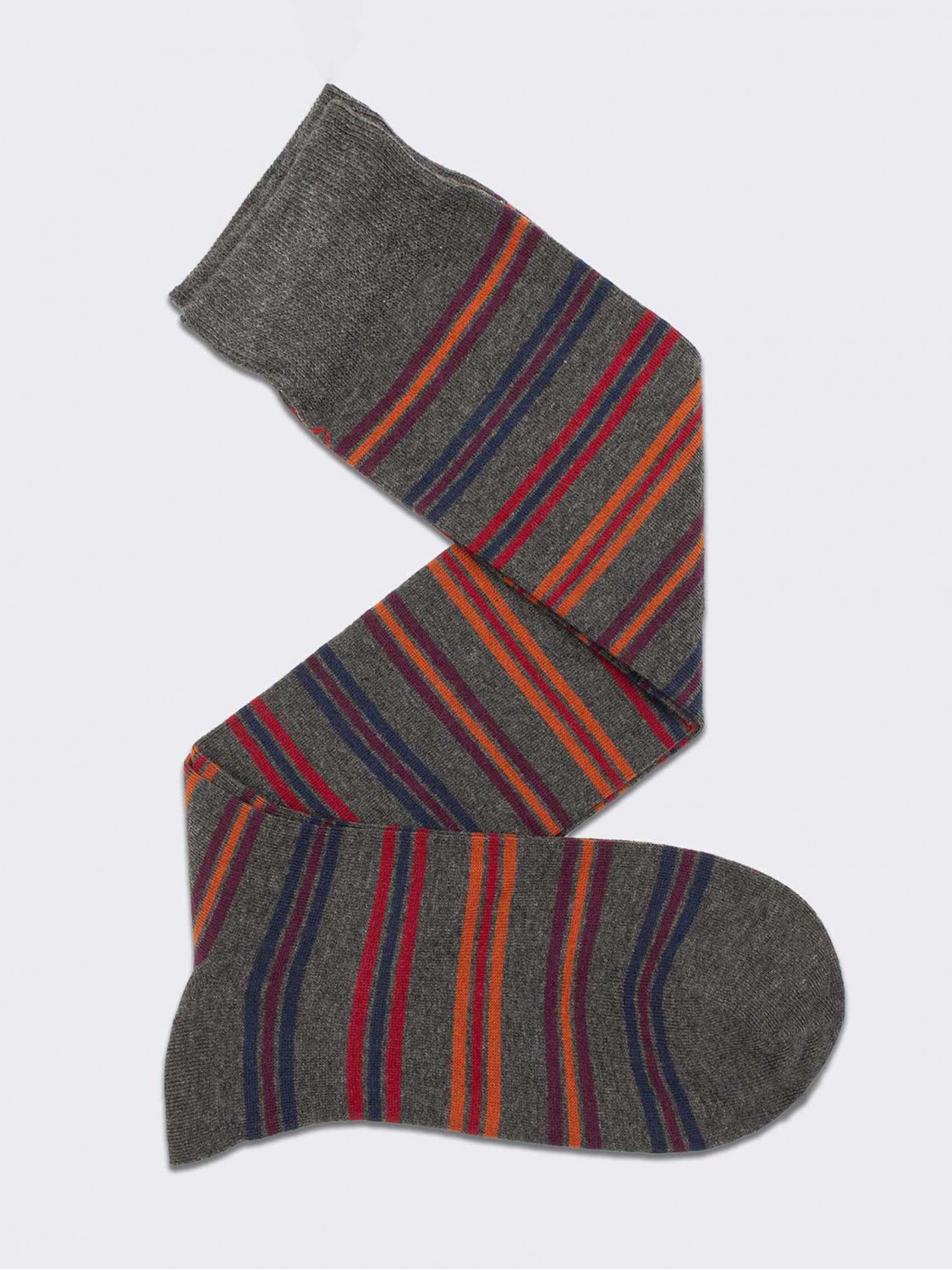 Long socks, striped pattern in warm cotton