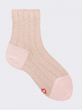 Kurze Socken mit Lurex-Muster aus warmer Baumwolle