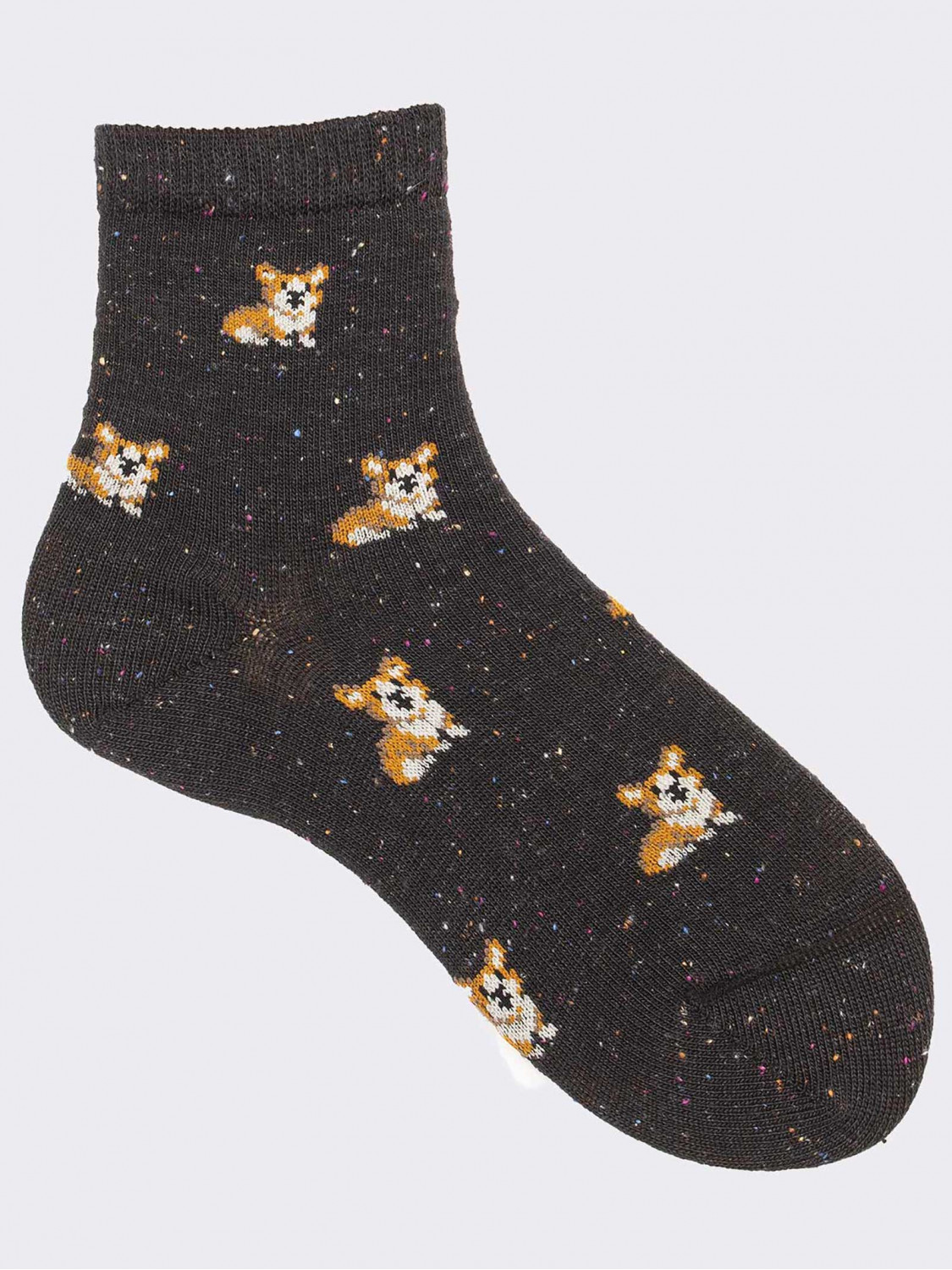 Warme kurze Socken aus Baumwolle mit Corgi-Muster für Kinder