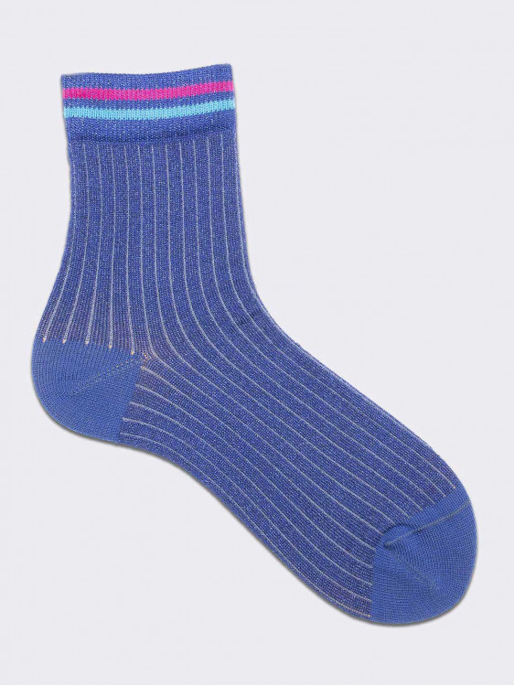 Kurze Socken aus gerippter Baumwolle mit Lurexgarn