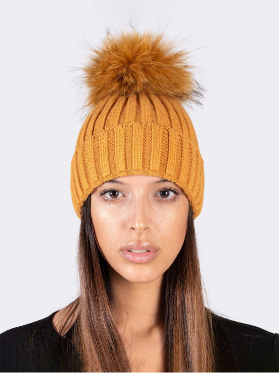 Warm Women's Beanie with Coloured Pon-Pon - Touch of Style for Cold Days