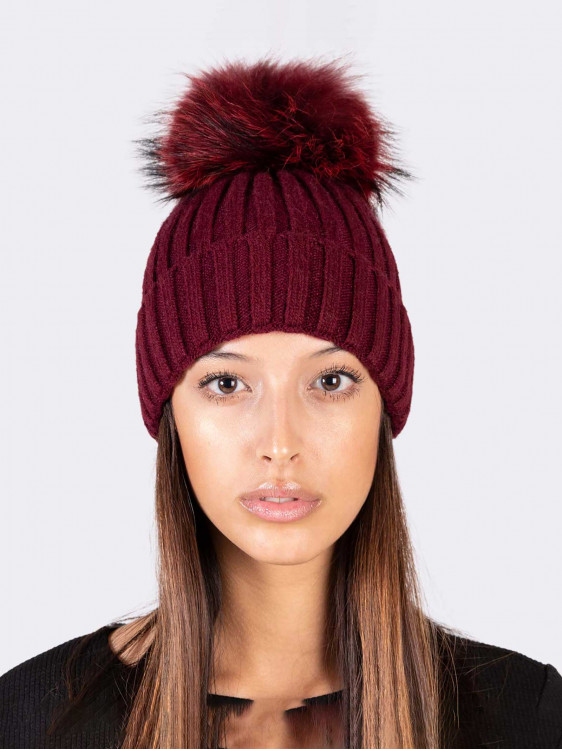 Warm Women's Beanie with Coloured Pon-Pon - Touch of Style for Cold Days