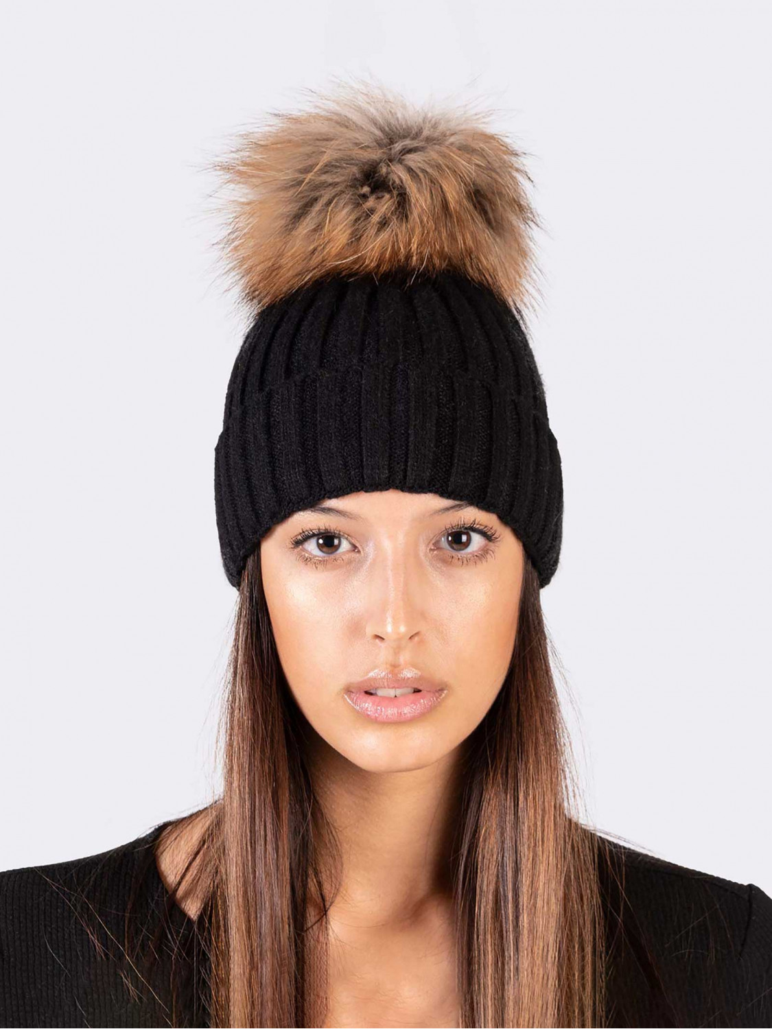 Warm Women's Beanie with Coloured Pon-Pon - Touch of Style for Cold Days