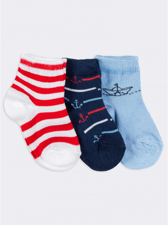Tris short socks newborn  harbor pattern
