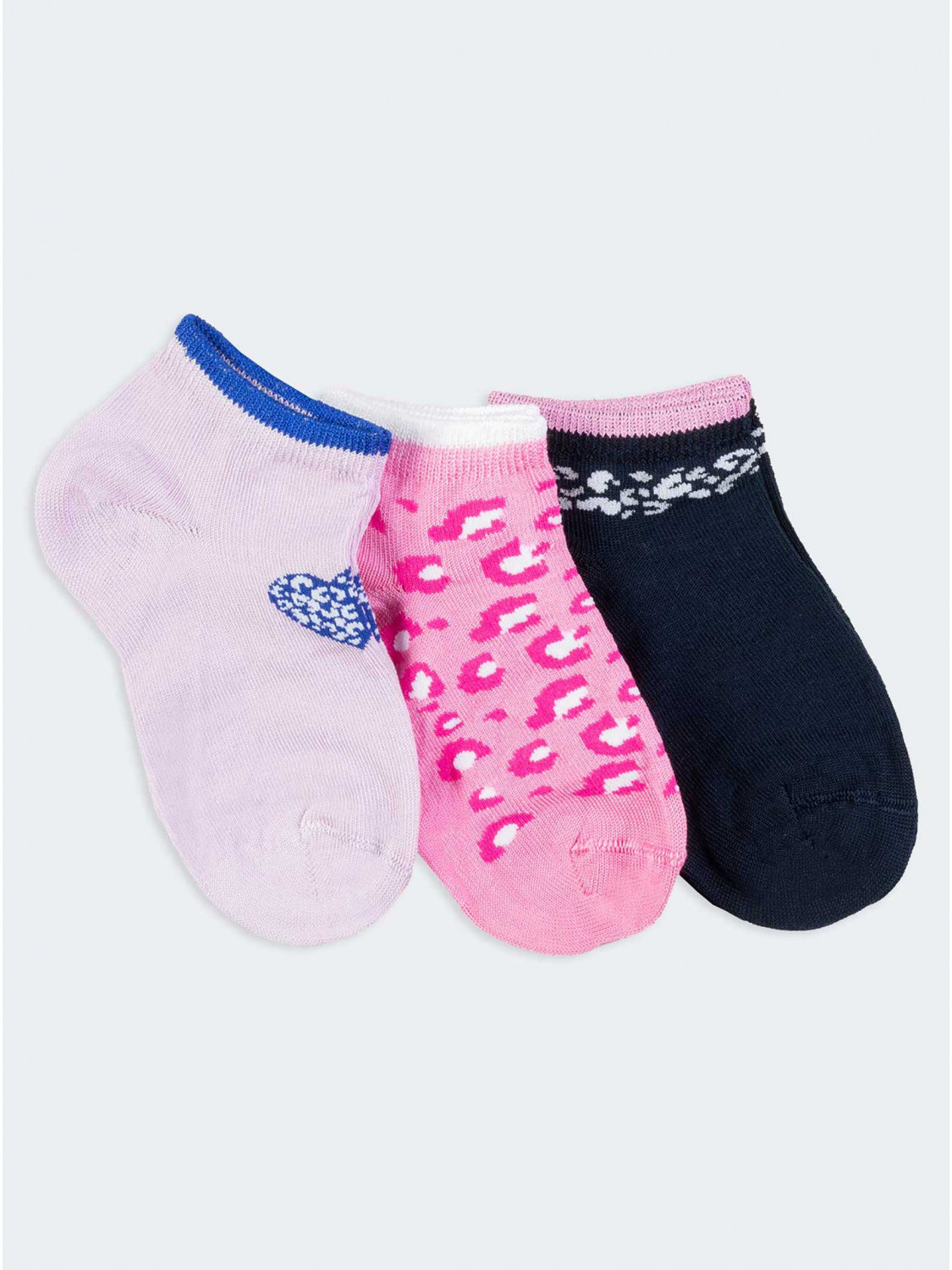 Tris short socks pattern heart and animalier