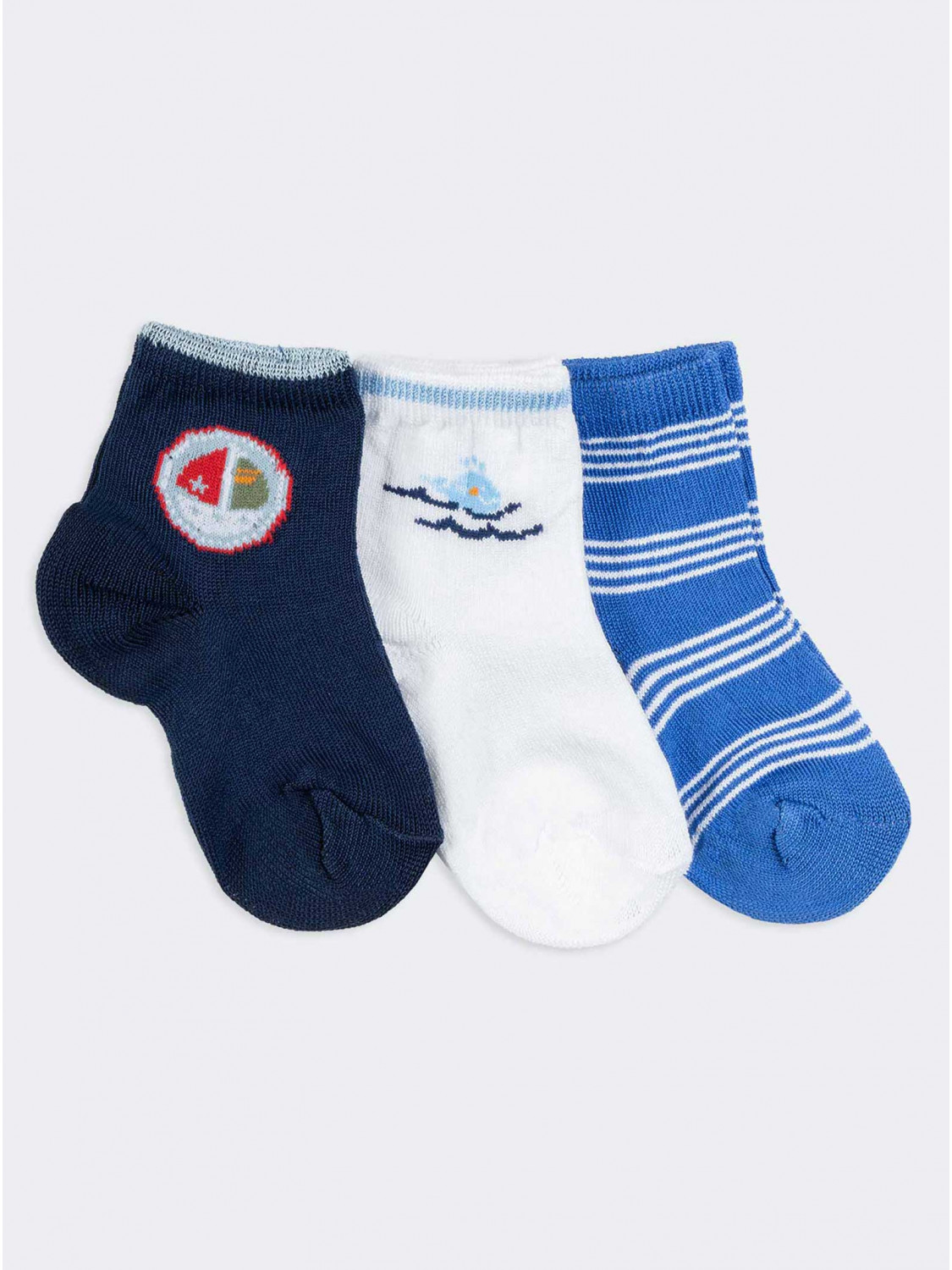 Kurzer Satz Socken mit Meeresmuster für Babys