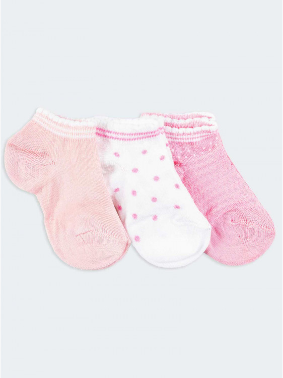Three-of-a-kind short socks with polka dots