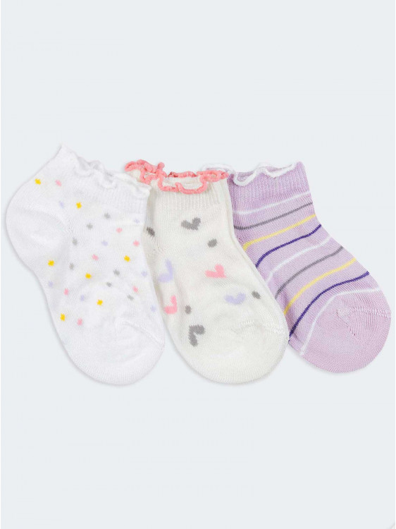 Tris newborn short socks fantasy hearts stripes and polka dots