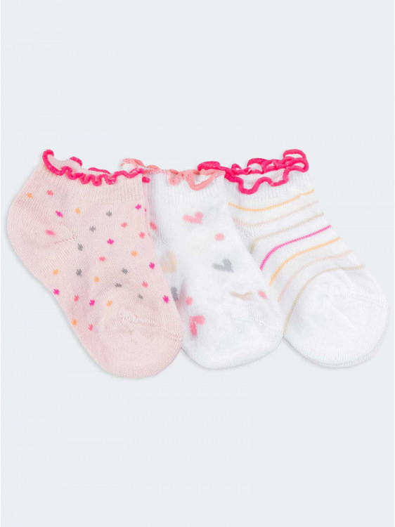 Set von neugeborenen Baby kurze Socken Phantasie Herzen Streifen und Punkte