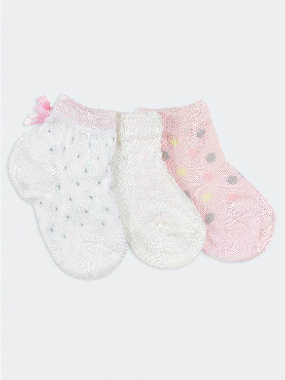 Tris newborn short stockings with polka dot pattern bow
