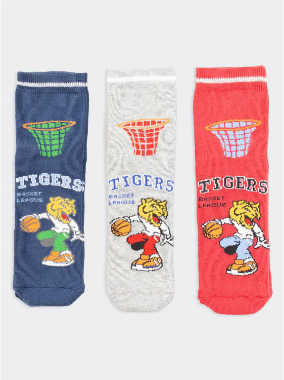 Tris non-slip socks for child Tiger Basketball pattern