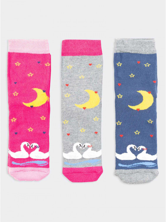 Satz rutschfeste kurze Socken für Mädchen Swans fantasy