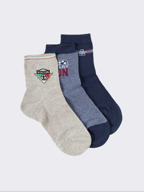 Set kurzer Socken für Kinder mit Fußballmuster