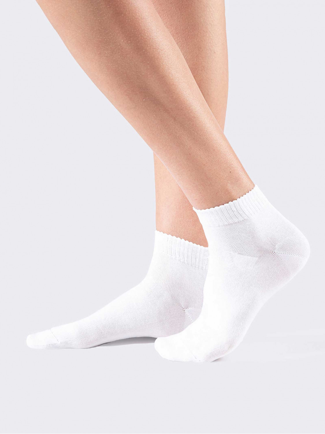 Women's Short Cotton Socks with Sporty Cuff - Made in Italy