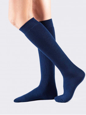 Unifarbene lange Socken aus Fleece für Frauen