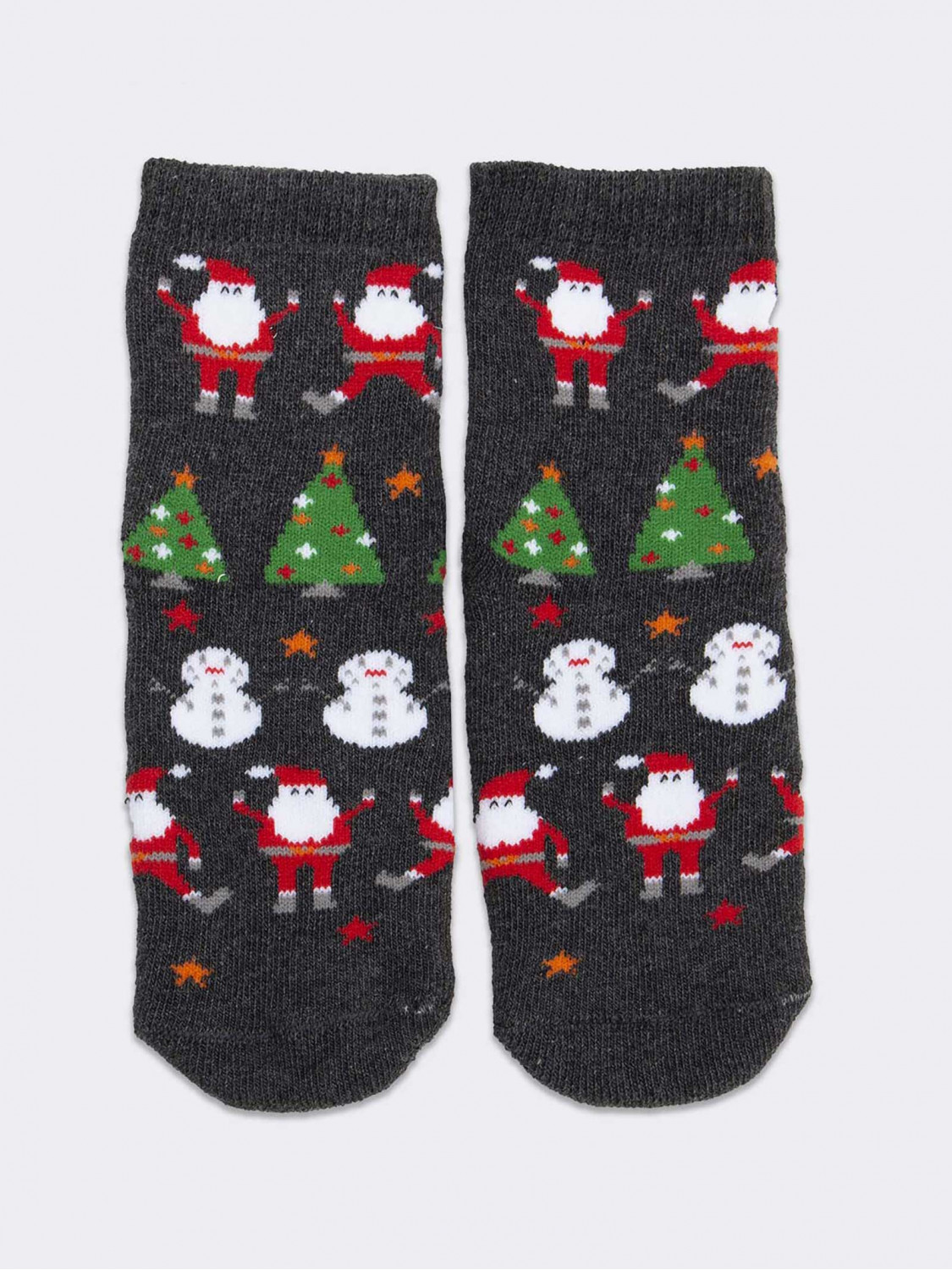 Rutschfeste, weihnachtlich gemusterte kurze Socken für Kinder