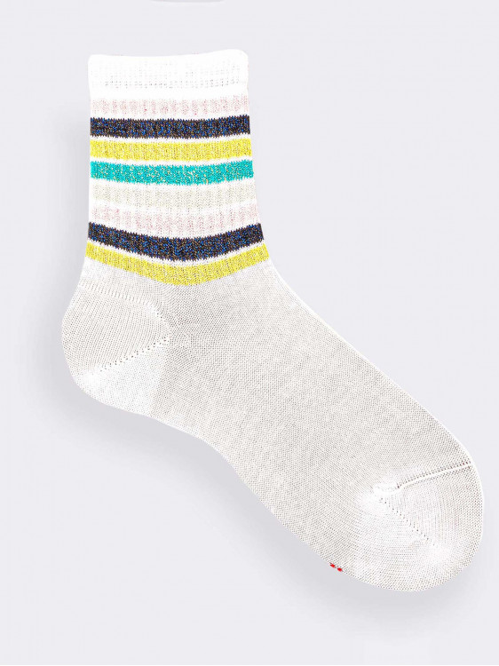 Kurze sportliche Lurexsocken für Mädchen - warme Bio-Baumwolle