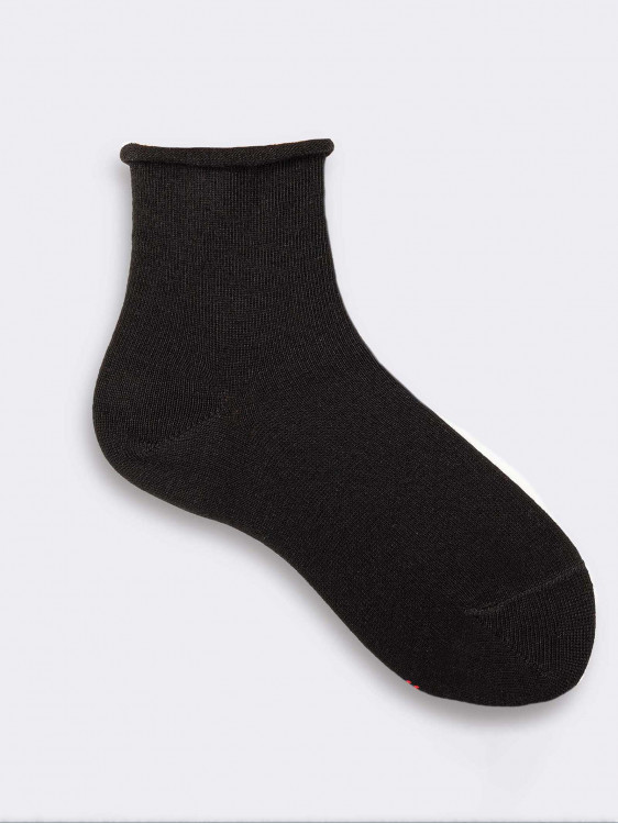 Kurze schwarze Socken für Mädchen - warme Baumwolle Bio