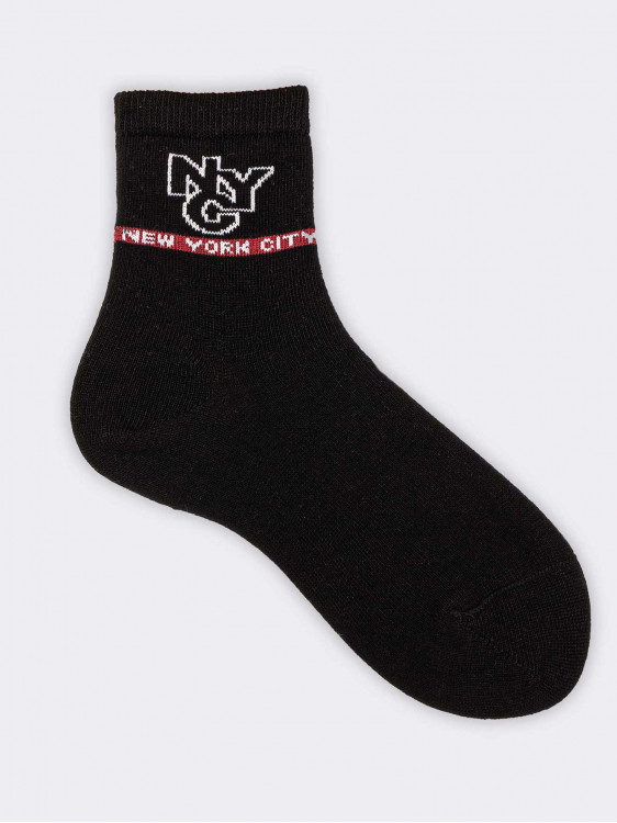  Baby Short Socks - New York City pattern in warm Cotton Bio