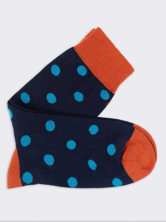 Men’s crew socks - two-tone polka dots pattern