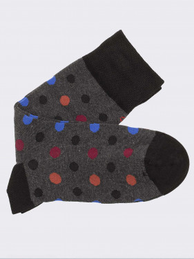 Short man socks big dots pattern in warm cotton
