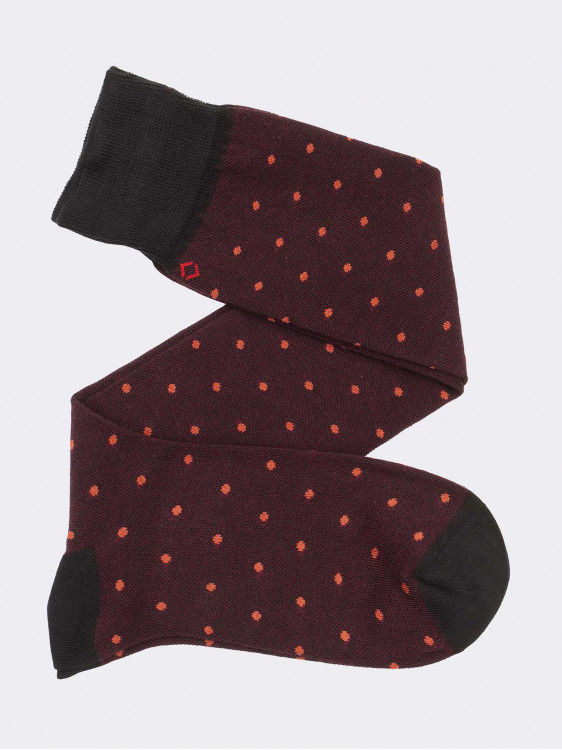 Knee high man socks  in warm cotton polka dot pattern