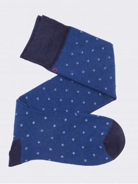Knee high man socks  in warm cotton polka dot pattern