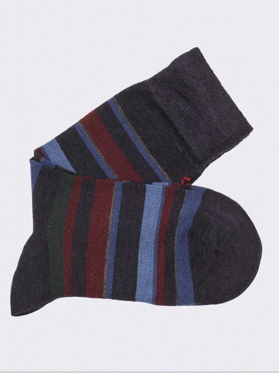 Men’s crew socks striped pattern in wool