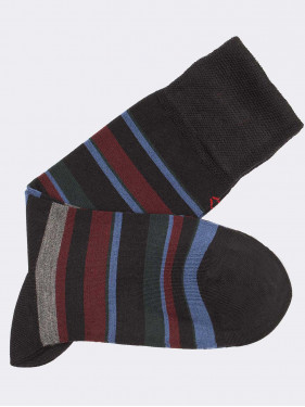 Men’s crew socks striped pattern in wool