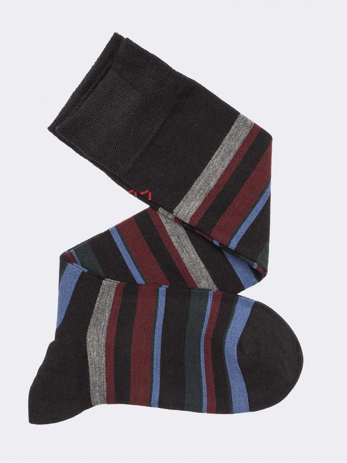 Men’s knee-high socks striped pattern in wool
