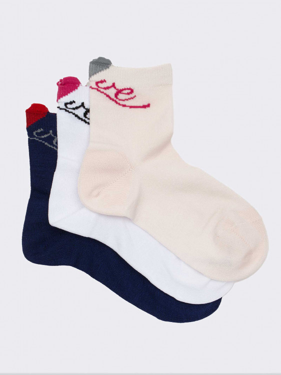 Tris baby socks with Love fantasy in cool Cotton