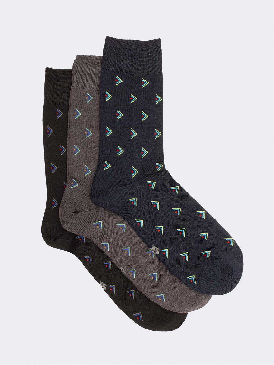 Tris Men’s geometric patterned stockings in cool Cotton