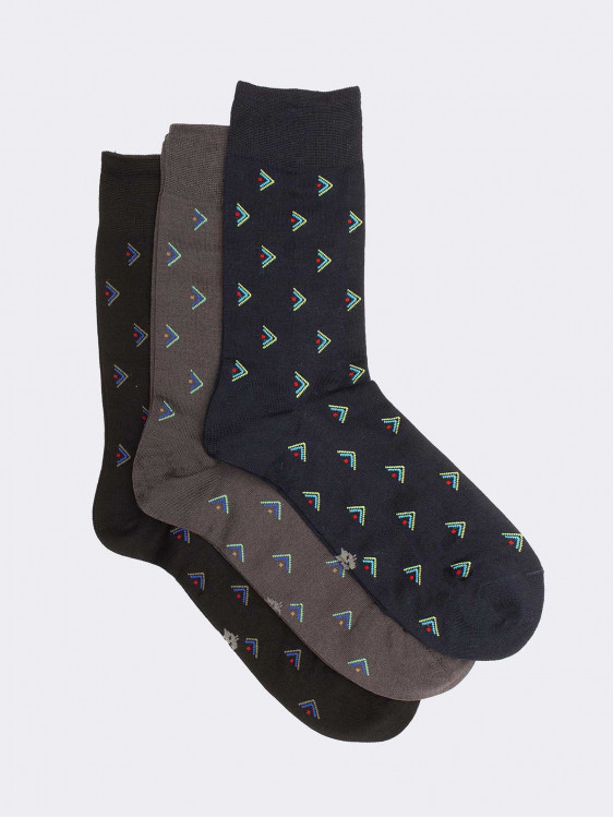 Sockenset aus frischer Baumwolle mit geometrischem Muster für Männer