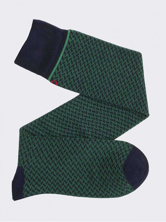 Lange Herrensocken aus kühler Baumwolle - geometrisches Muster