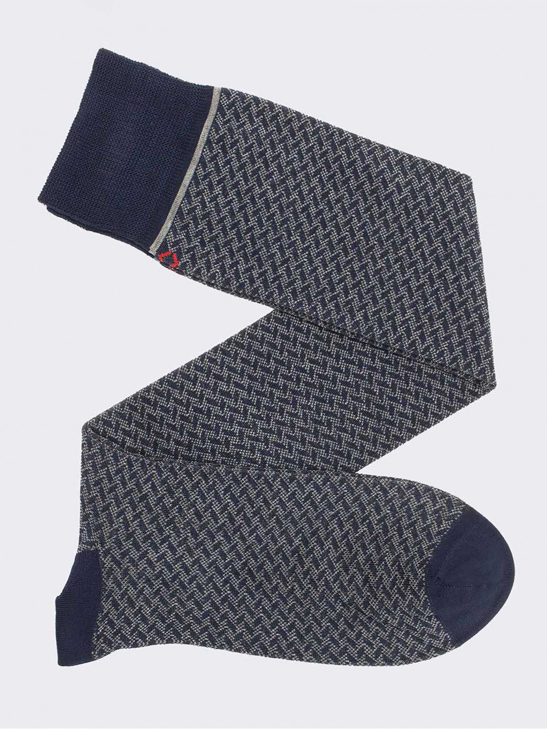 Lange Herrensocken aus kühler Baumwolle - geometrisches Muster