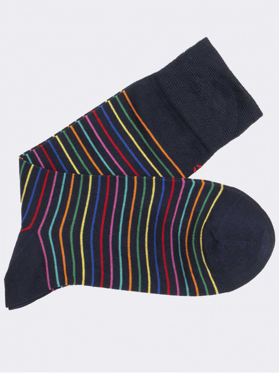 Gestreifte kurze Herrensocken aus kühler Baumwolle