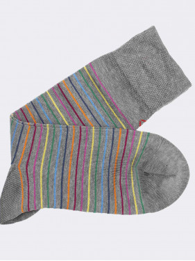 Men's crew striped patterned socks in cool Cotton