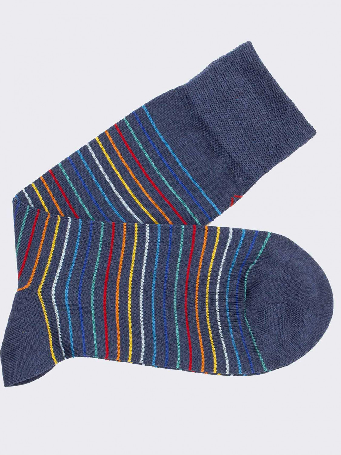 Men's crew striped patterned socks in cool Cotton