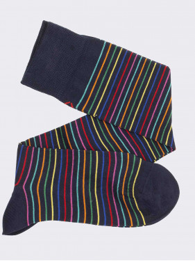 Men's knee-high striped patterned socks in cool Cotton