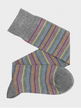 Men's knee-high striped patterned socks in cool Cotton