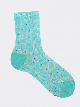 Women's short pincushion patterned socks in fresh Cotton