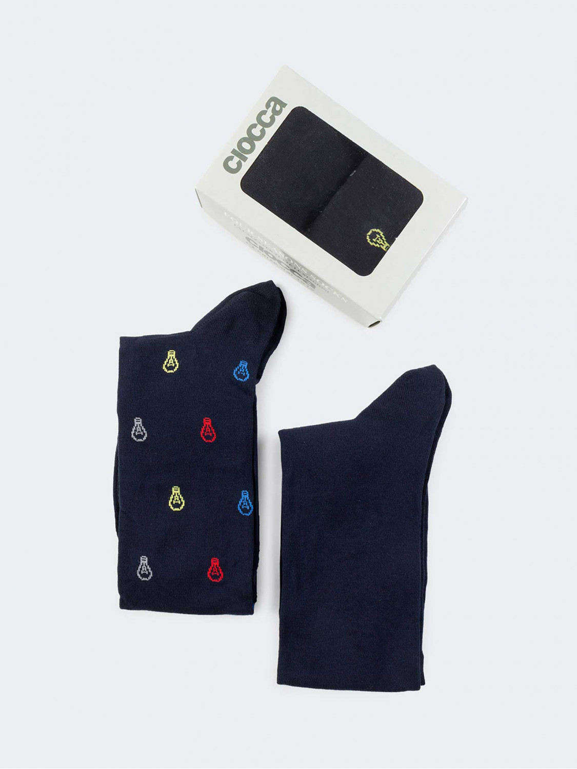 Geschenkpackung 2 Paar schicke Socken Glühbirne blau