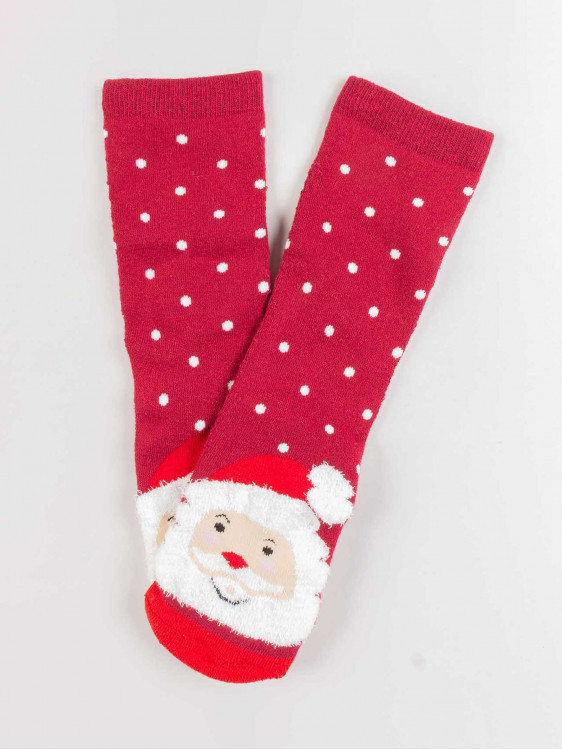 Father Christmas patterned calf socks