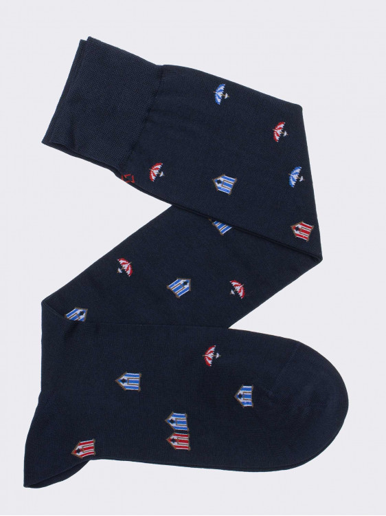 Men's knee-high socks  beach pattern in fresh Cotton