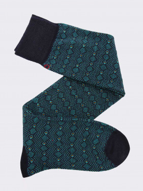 Geometrisch gemusterte lange Socken aus Wollgemisch für Männer