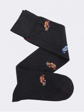 Men’s knee high socks Car pattern - Warm Cotton