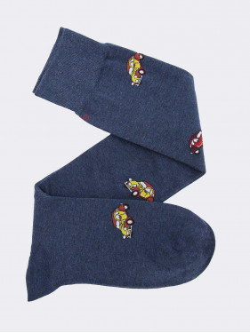 Men’s knee high socks Car pattern - Warm Cotton