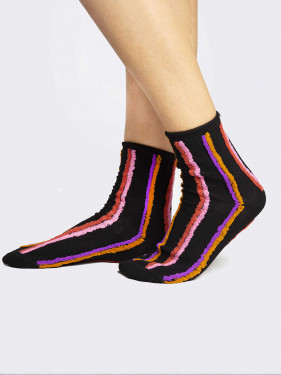 Women's crew socks with fringes in Warm Cotton