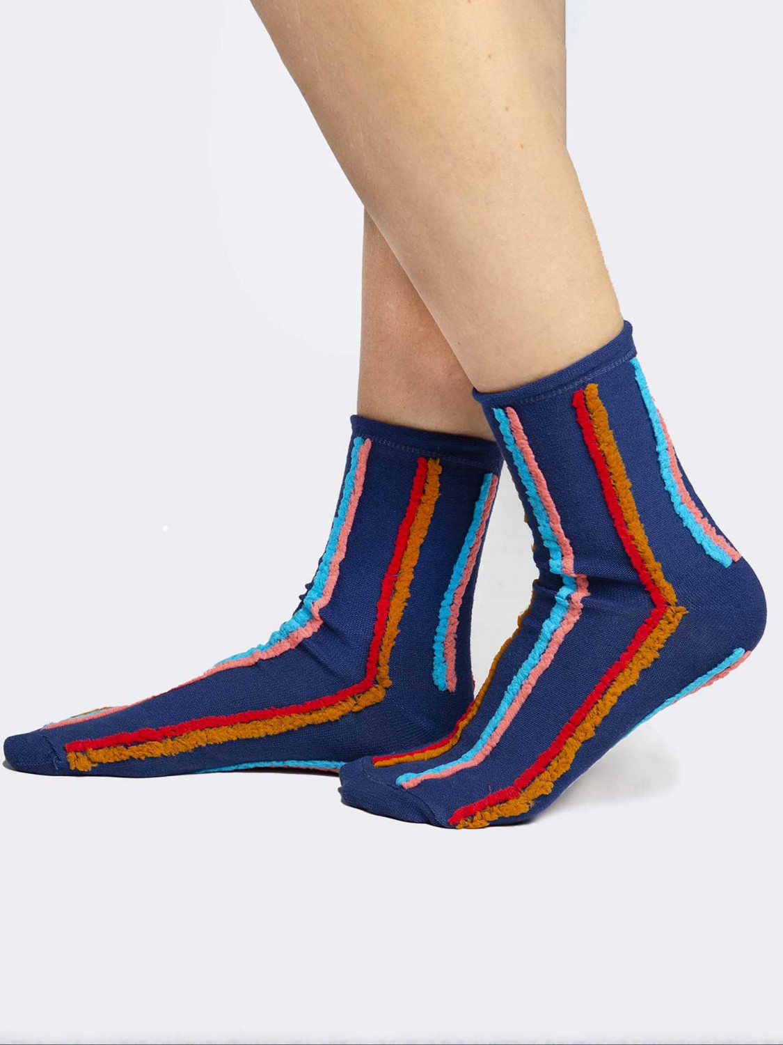 Women's crew socks with fringes in Warm Cotton