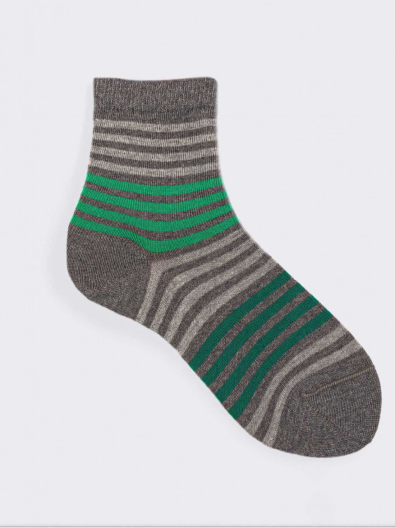 Children's striped patterned short socks - warm organic cotton